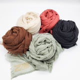 Layla Coral - Cotton & Linen Crinkle Scarf